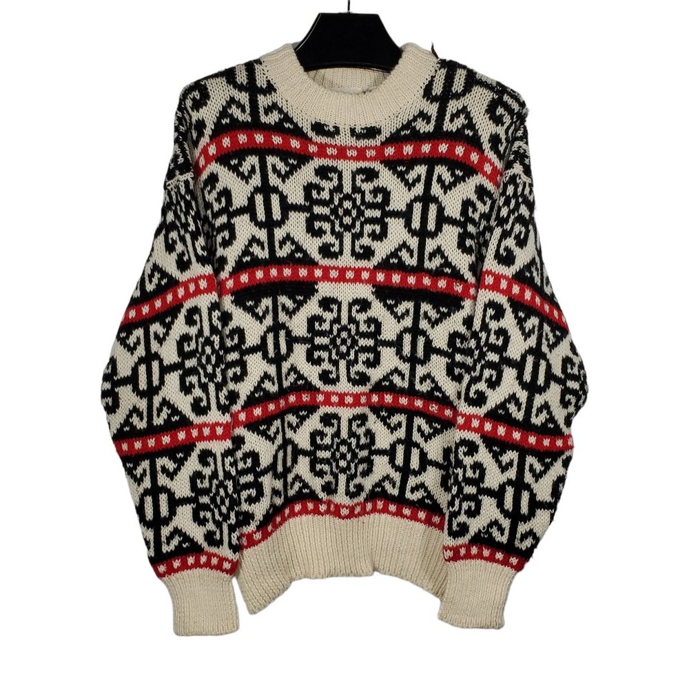 VTG 90s Sportables Knit Sweater Fair Isle Snowflake Geometric Oversized Ski Wham